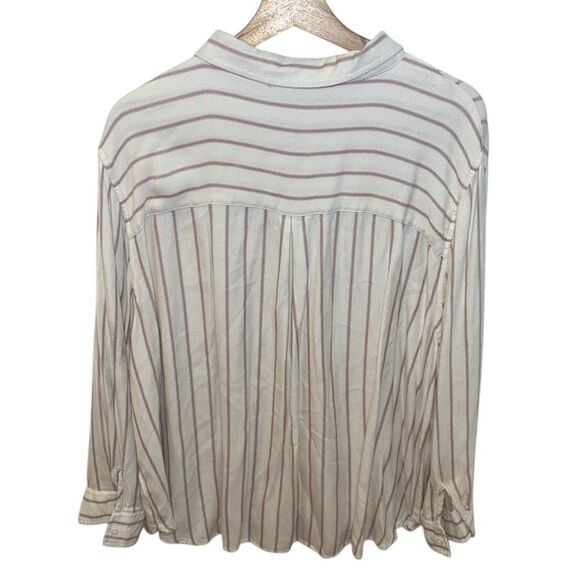 ARULA Ivory Mauve Striped Rayon Button Down - Picture 2 of 5